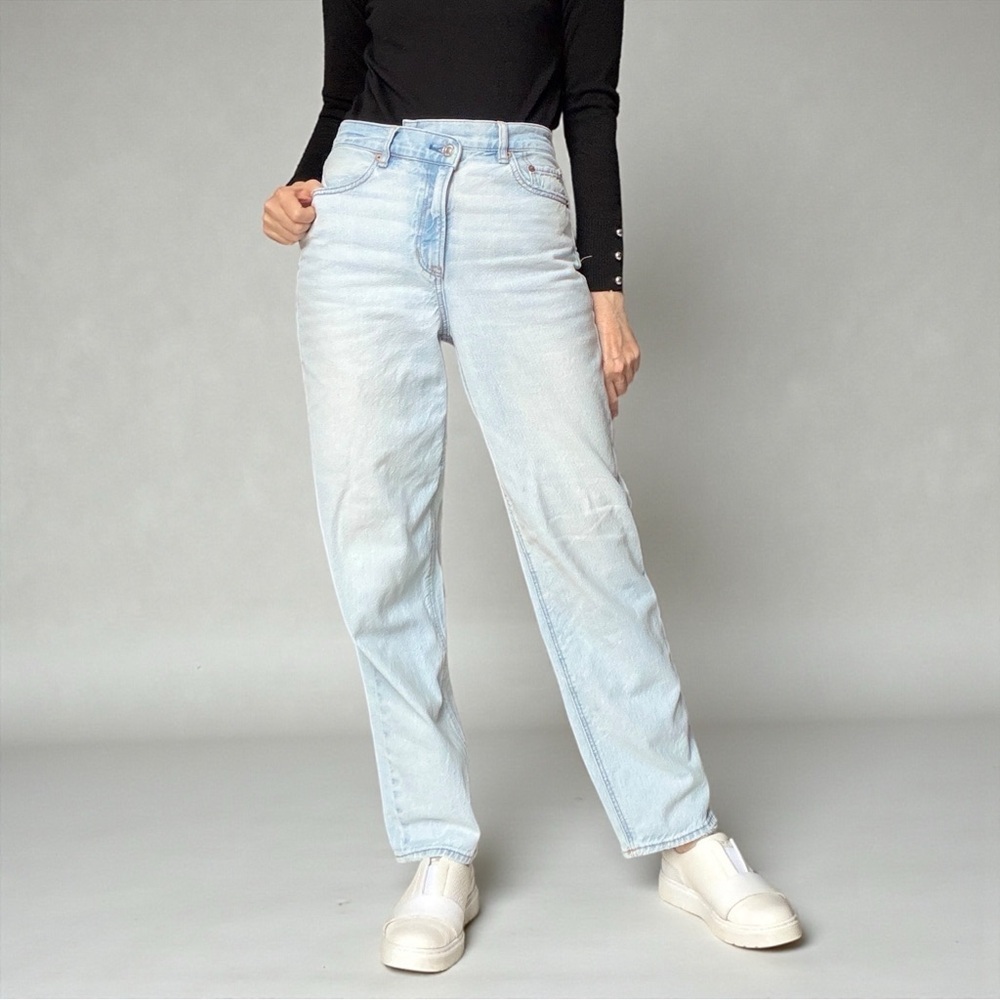 American Eagle Highest Rise Baggy Straight Jeans – Size 4 Short Light Blue - Picture 3 of 11